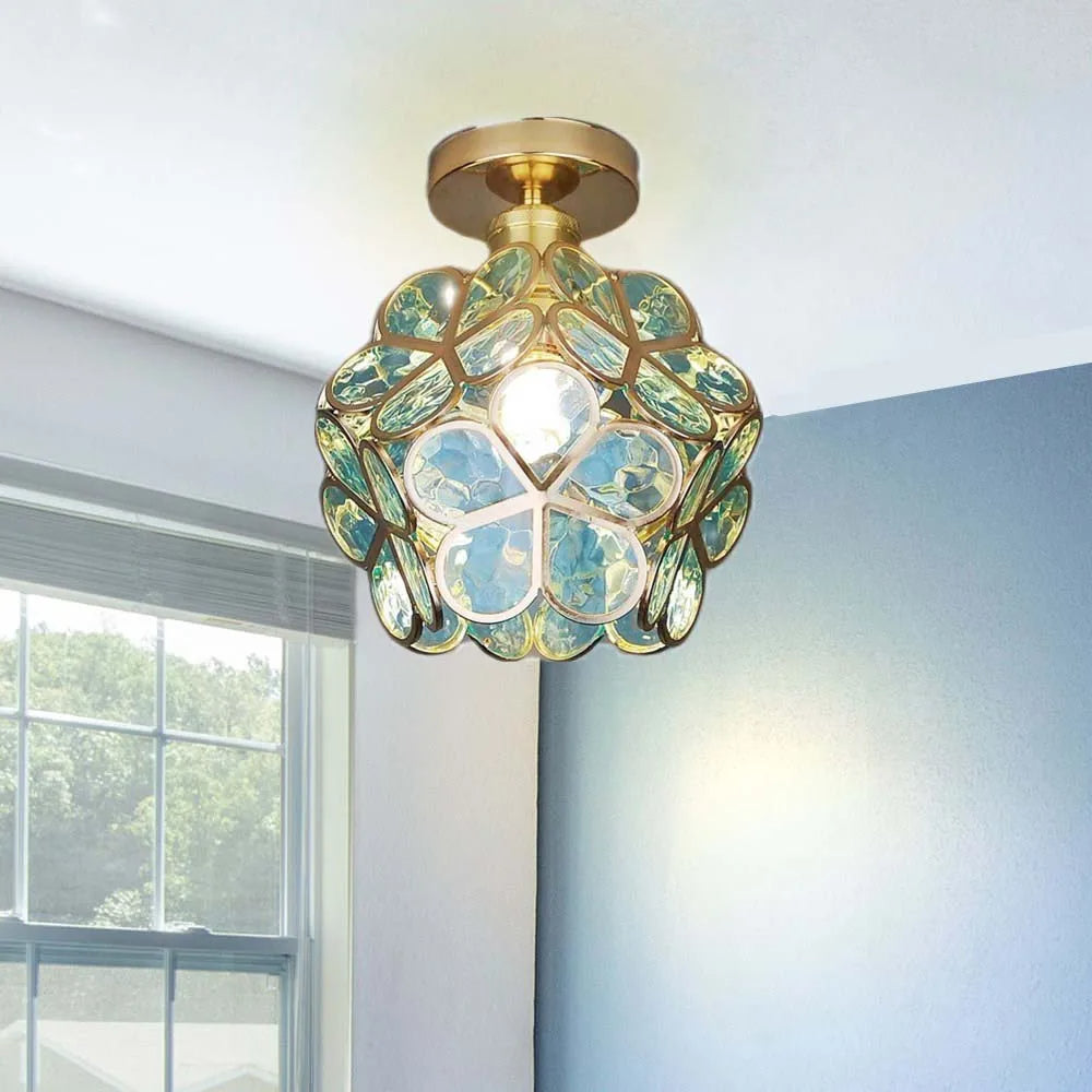Plafonnier Design En Verre Pour Couloir, Style Floral-Lampe Veilleuse