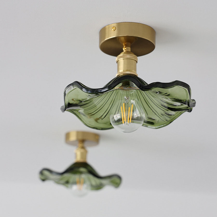 Jovia - Plafonnier En Verre En Forme D'Hibiscus-Lampe Veilleuse