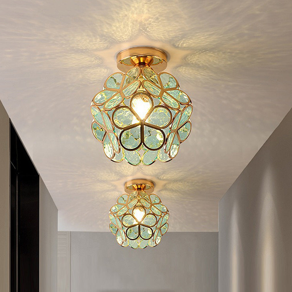 Plafonnier Design En Verre Pour Couloir, Style Floral-Lampe Veilleuse
