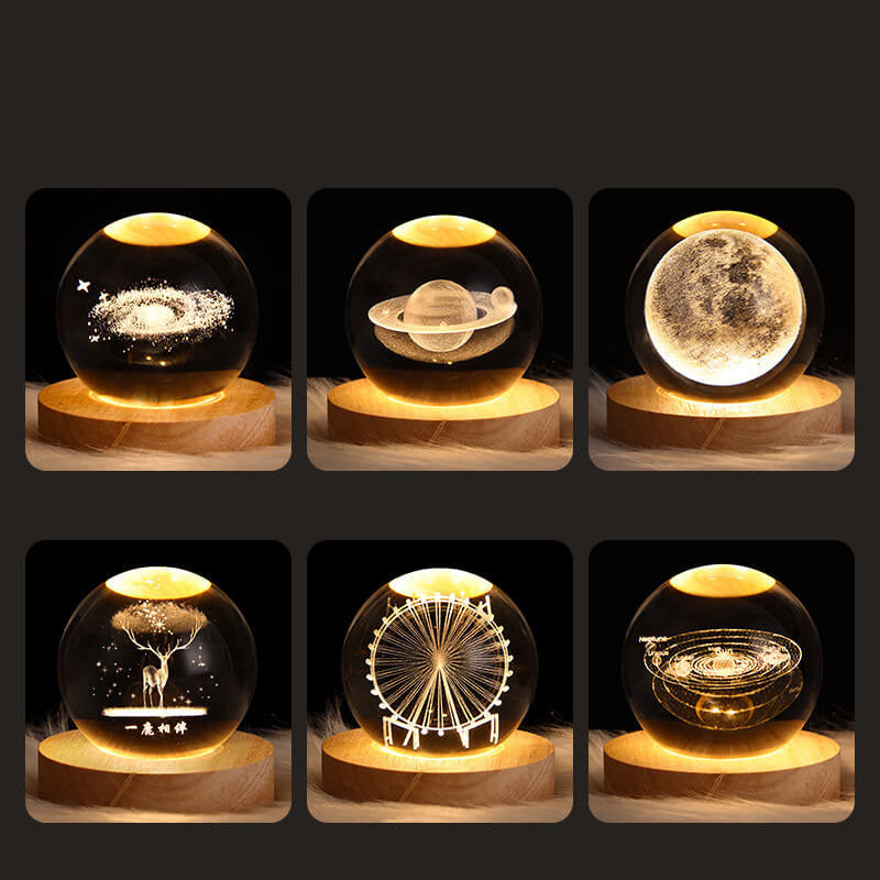Lampe De Table À Led Usb Avec Boule De Cristal Décorative Et Créative-Lampe Veilleuse