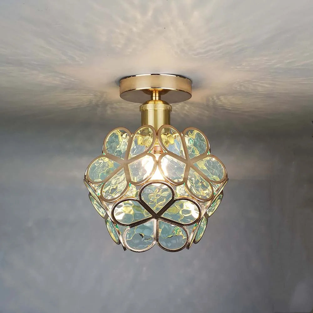 Plafonnier Design En Verre Pour Couloir, Style Floral-Lampe Veilleuse