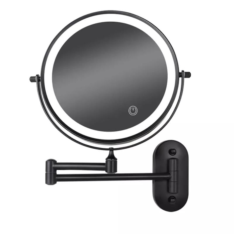Miroir Grossissant Led Rechargeable Noir Pour Maquillage Et Salle De Bain-Lampe Veilleuse