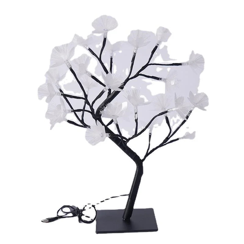 Lumière Pour Arbre À Fleurs En Fibre Optique En Bouleau Blanc-Lampe Veilleuse