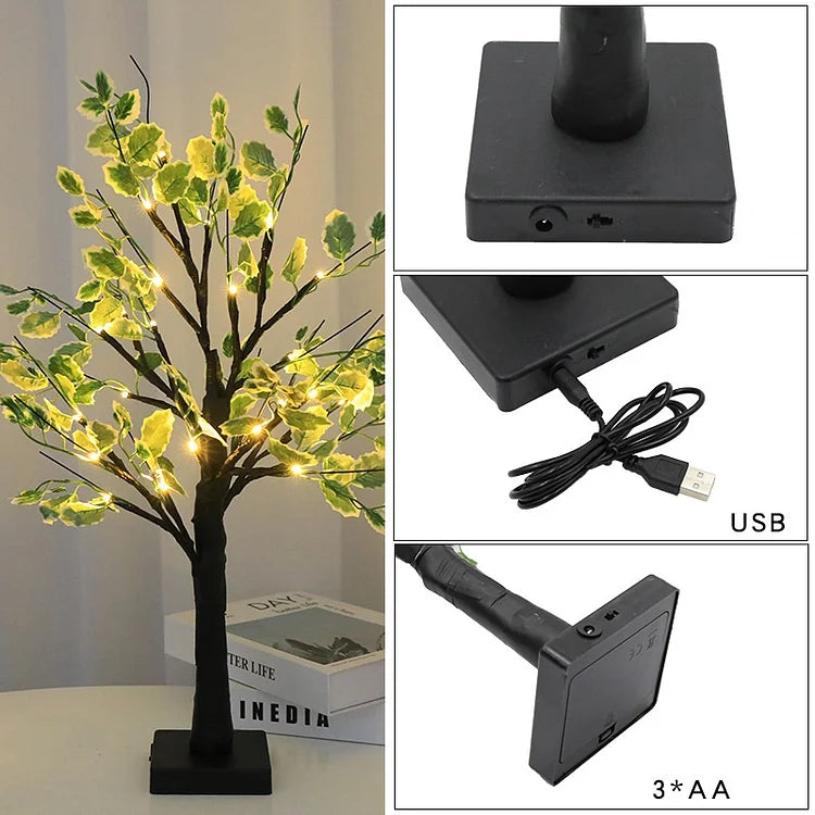 Lumières De Noël Led À Feuilles Vertes-Lampe Veilleuse