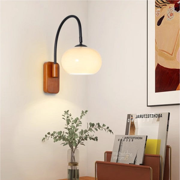 Applique Murale Pivotante En Verre Bauhaus Kaki-Lampe Veilleuse