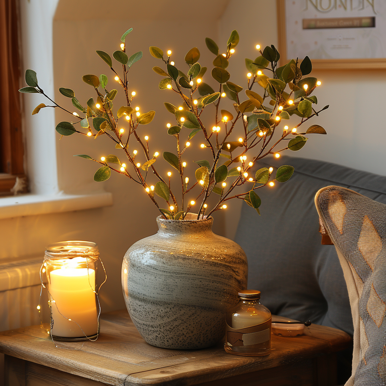 Guirlande Lumineuse Branche D'Olivier-Lampe Veilleuse