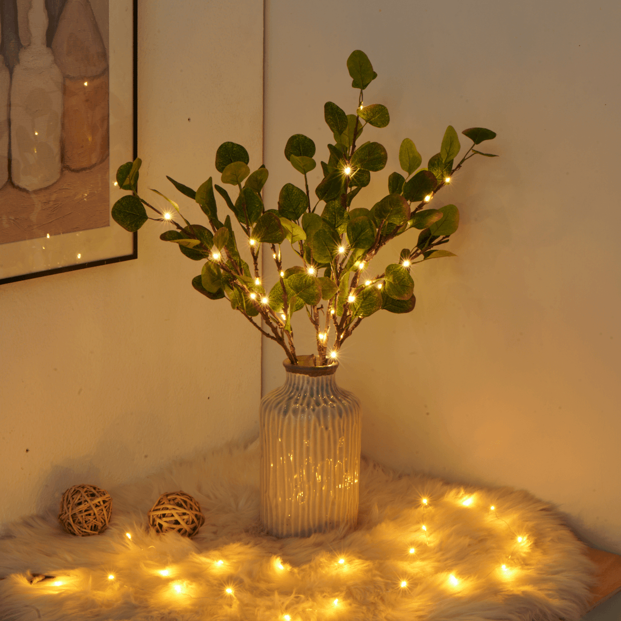 Guirlande Lumineuse Branche D'Olivier-Lampe Veilleuse