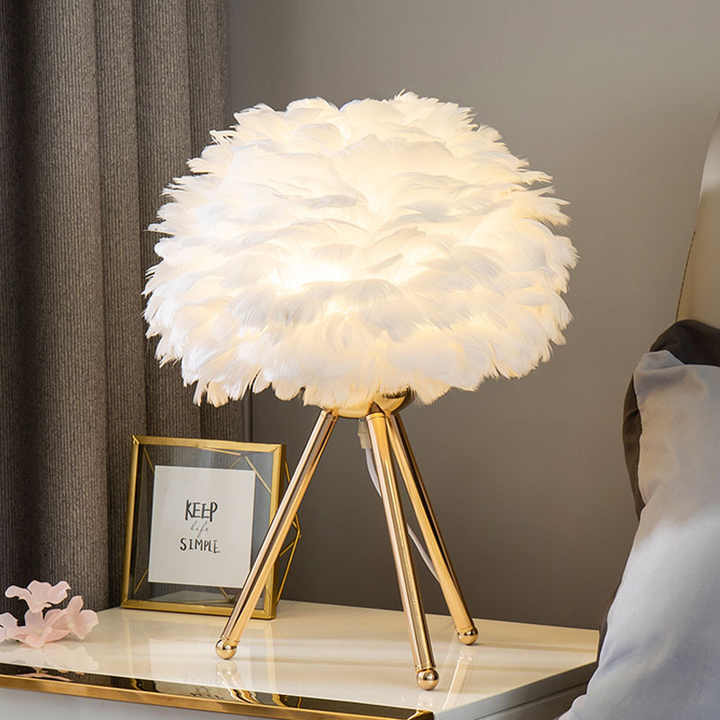 Fintor - Lampe De Table À Intensité Variable Avec Plumes De Luxe-Lampe Veilleuse