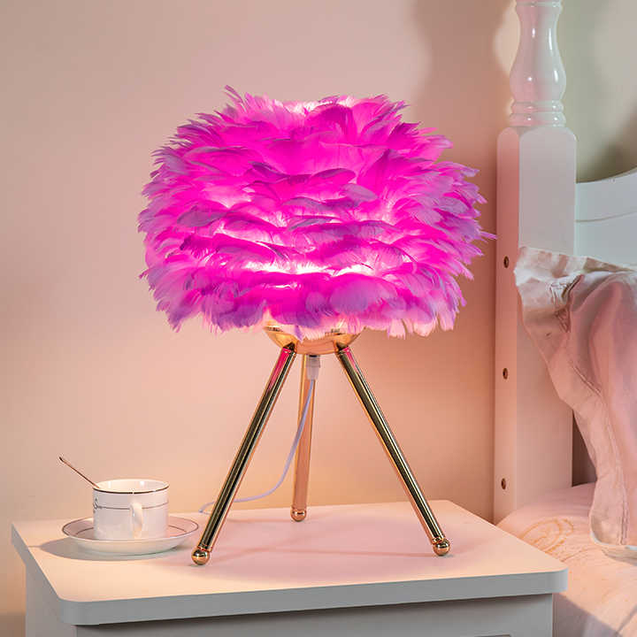 Fintor - Lampe De Table À Intensité Variable Avec Plumes De Luxe-Lampe Veilleuse