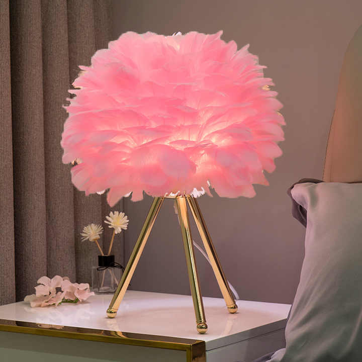 Fintor - Lampe De Table À Intensité Variable Avec Plumes De Luxe-Lampe Veilleuse