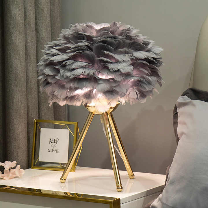Fintor - Lampe De Table À Intensité Variable Avec Plumes De Luxe-Lampe Veilleuse