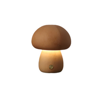 Thumbnail for Lampe De Table Rechargeable En Bois Avec Champignons-Lampe Veilleuse