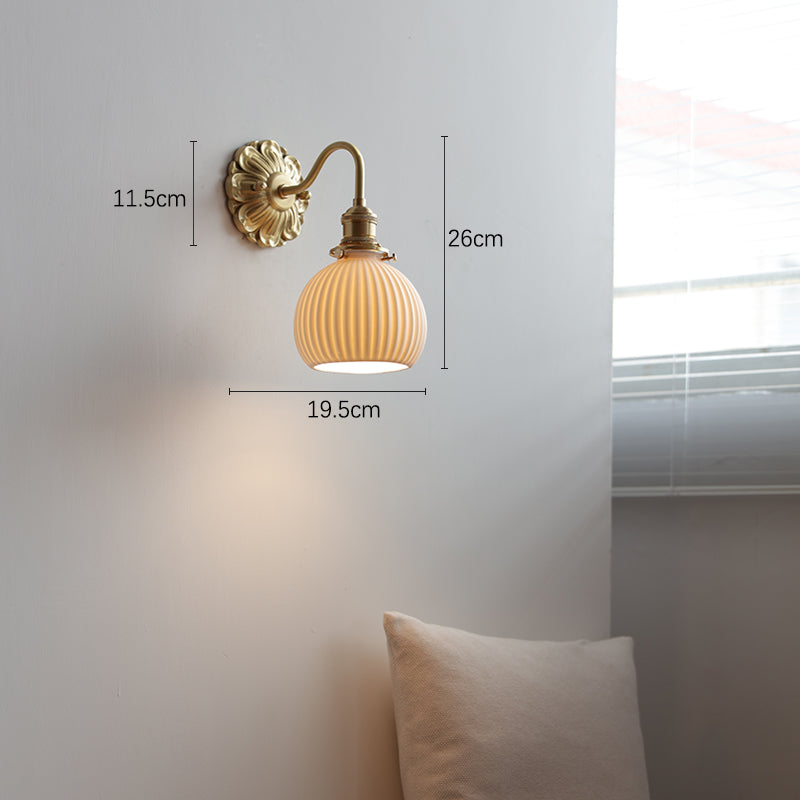 Applique En Laiton Et Céramique-Lampe Veilleuse