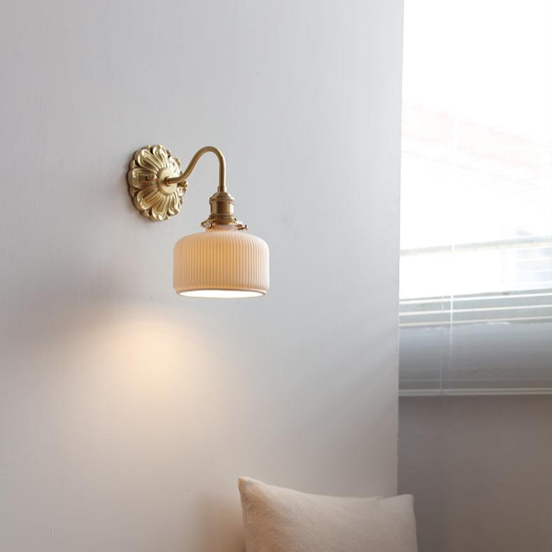 Applique En Laiton Et Céramique-Lampe Veilleuse