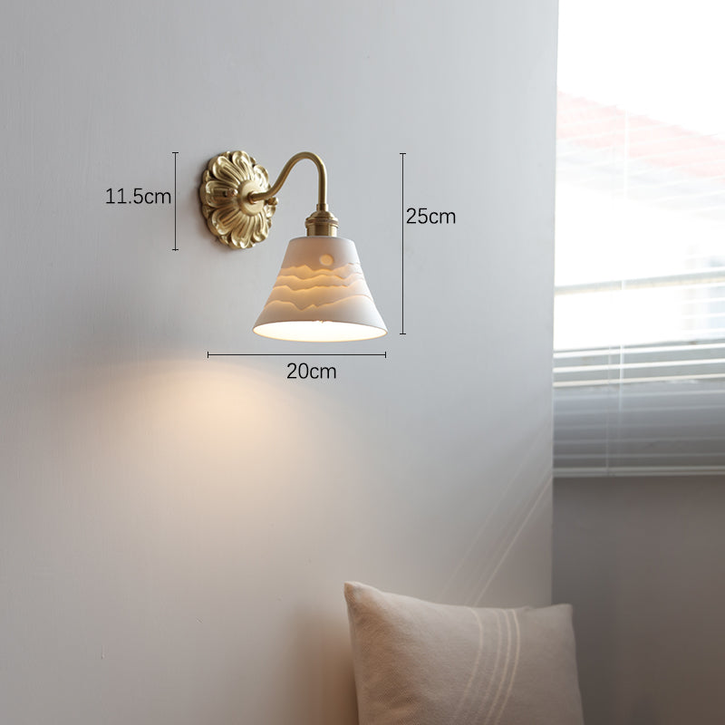 Applique En Laiton Et Céramique-Lampe Veilleuse