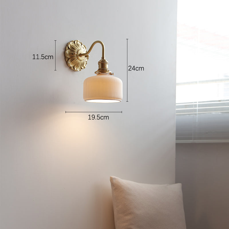 Applique En Laiton Et Céramique-Lampe Veilleuse