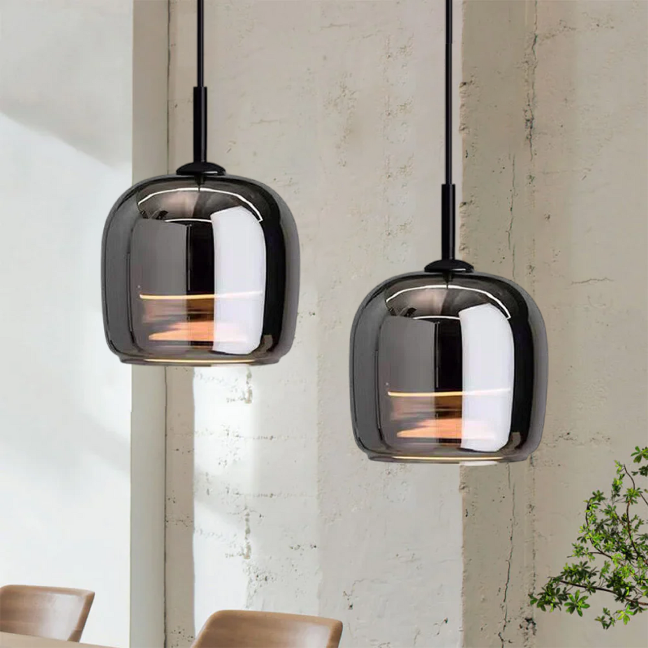 Lampe À Suspension Nordique En Verre Noir-Lampe Veilleuse