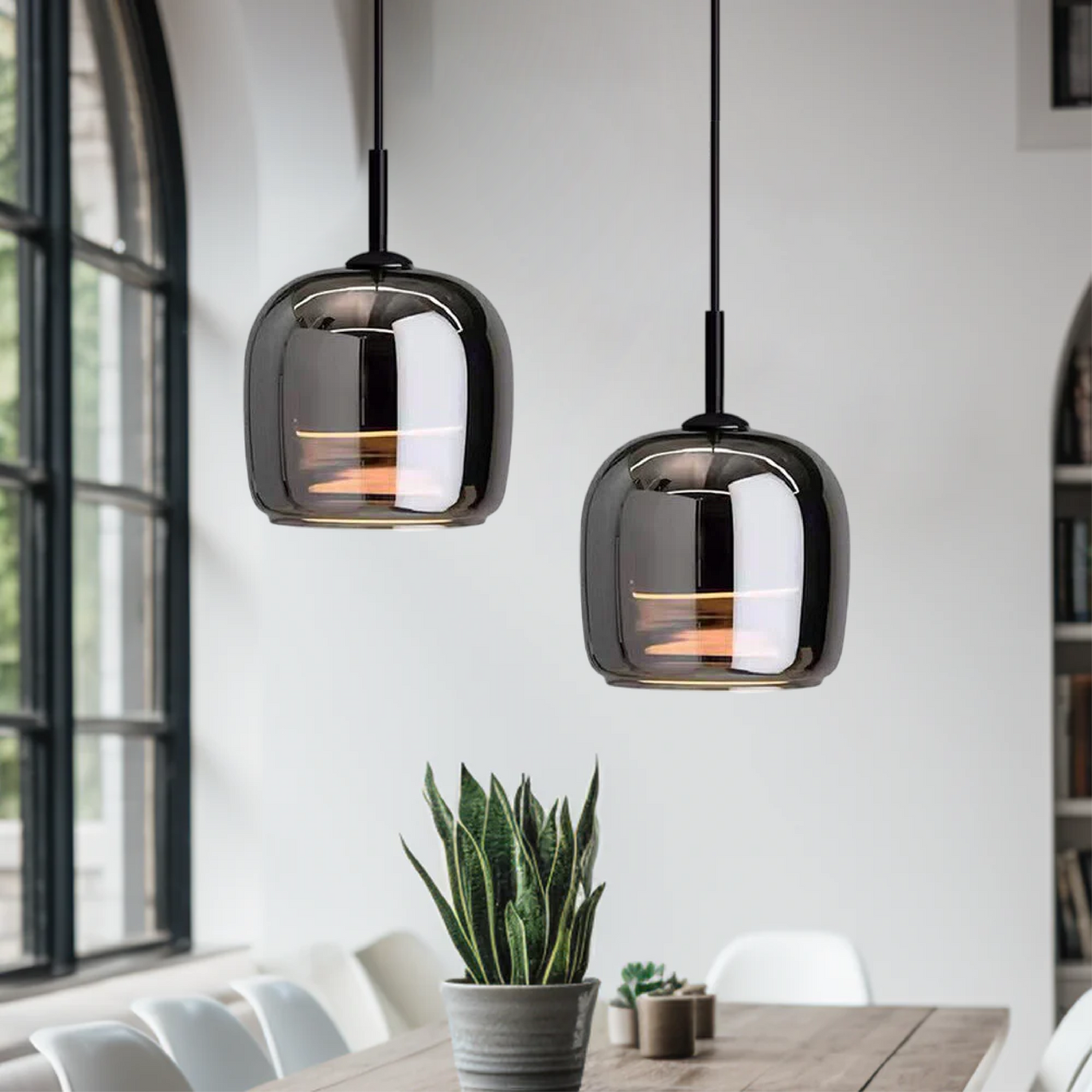 Rilina - Suspension Nordique En Verre Noir-Lampe Veilleuse