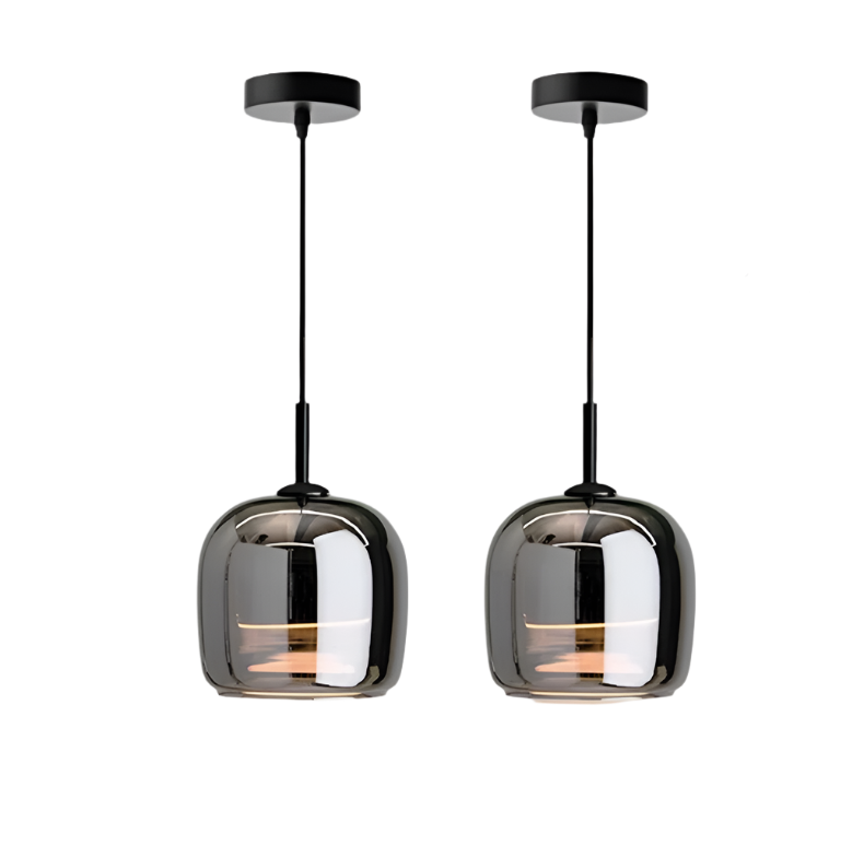 Lampe À Suspension Nordique En Verre Noir-Lampe Veilleuse