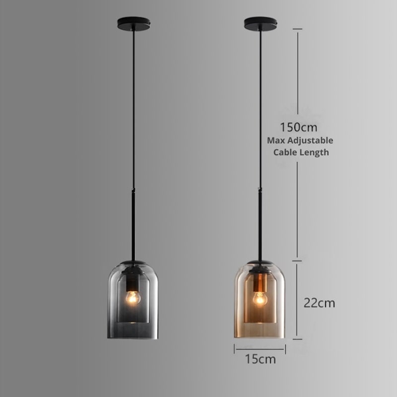 Lampes Suspendues Mi-Siècle En Mica Avec Double Verre-Lampe Veilleuse