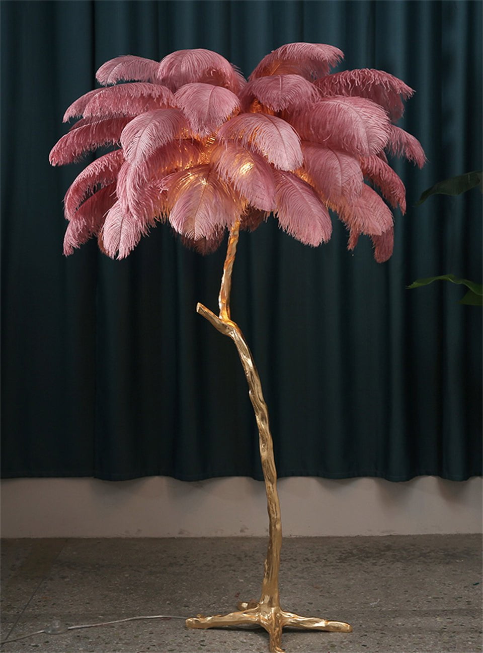 Lampadaire En Plumes D'Autruche-Lampe Veilleuse