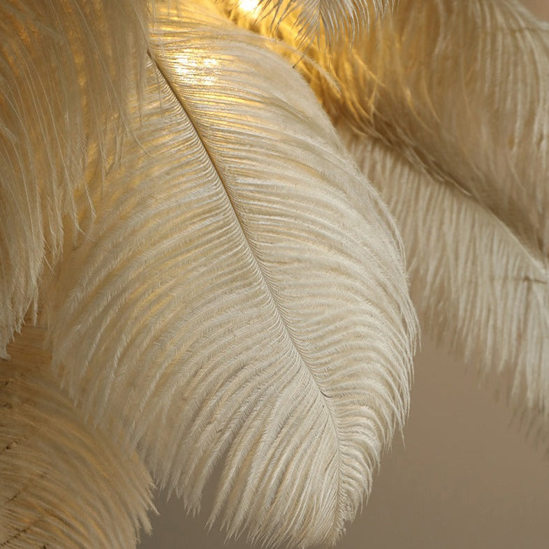 Lampadaire En Plumes D'Autruche-Lampe Veilleuse