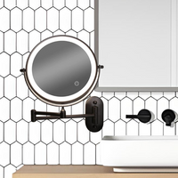 Thumbnail for Miroir Grossissant Led Rechargeable Noir Pour Maquillage Et Salle De Bain-Lampe Veilleuse