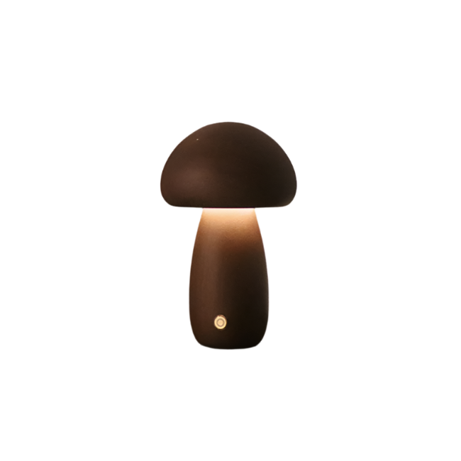 Lampe De Table Rechargeable En Bois Avec Champignons-Lampe Veilleuse