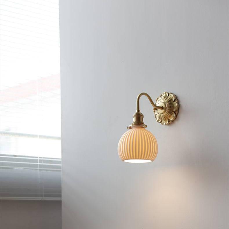 Applique En Laiton Et Céramique-Lampe Veilleuse