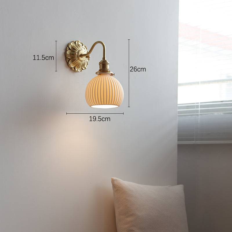 Applique En Laiton Et Céramique-Lampe Veilleuse
