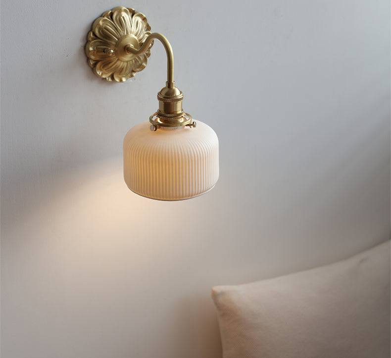 Applique En Laiton Et Céramique-Lampe Veilleuse