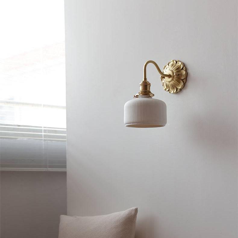Applique En Laiton Et Céramique-Lampe Veilleuse
