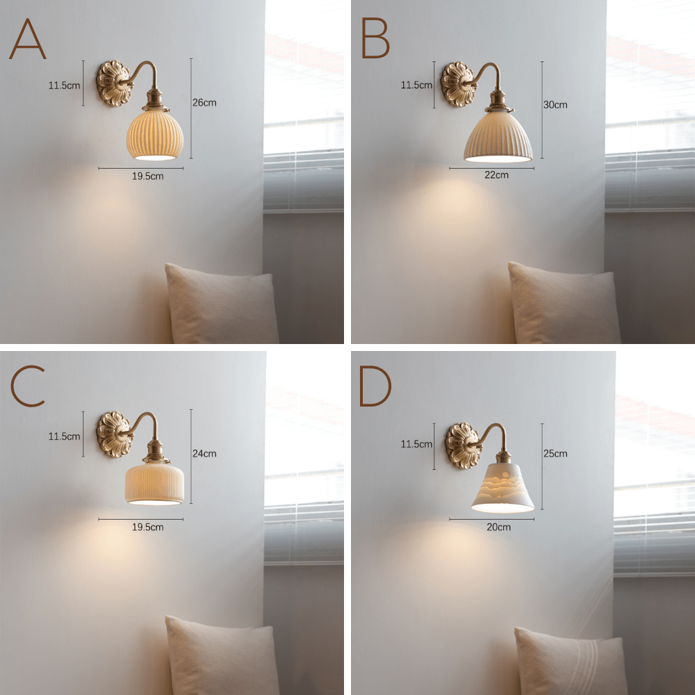 Applique En Laiton Et Céramique-Lampe Veilleuse