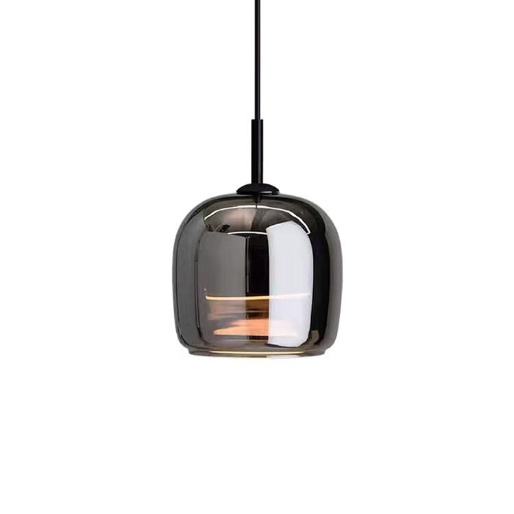 Lampe À Suspension Nordique En Verre Noir-Lampe Veilleuse