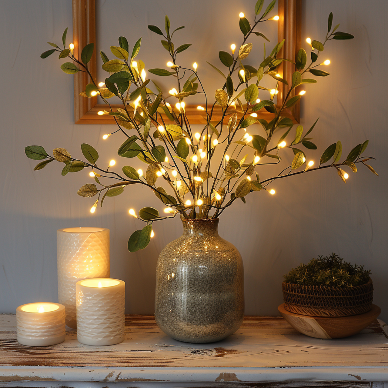 Guirlande Lumineuse Branche D'Olivier-Lampe Veilleuse