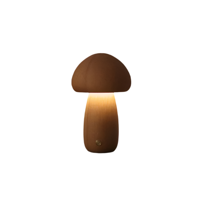 Lampe De Table Rechargeable En Bois Avec Champignons-Lampe Veilleuse