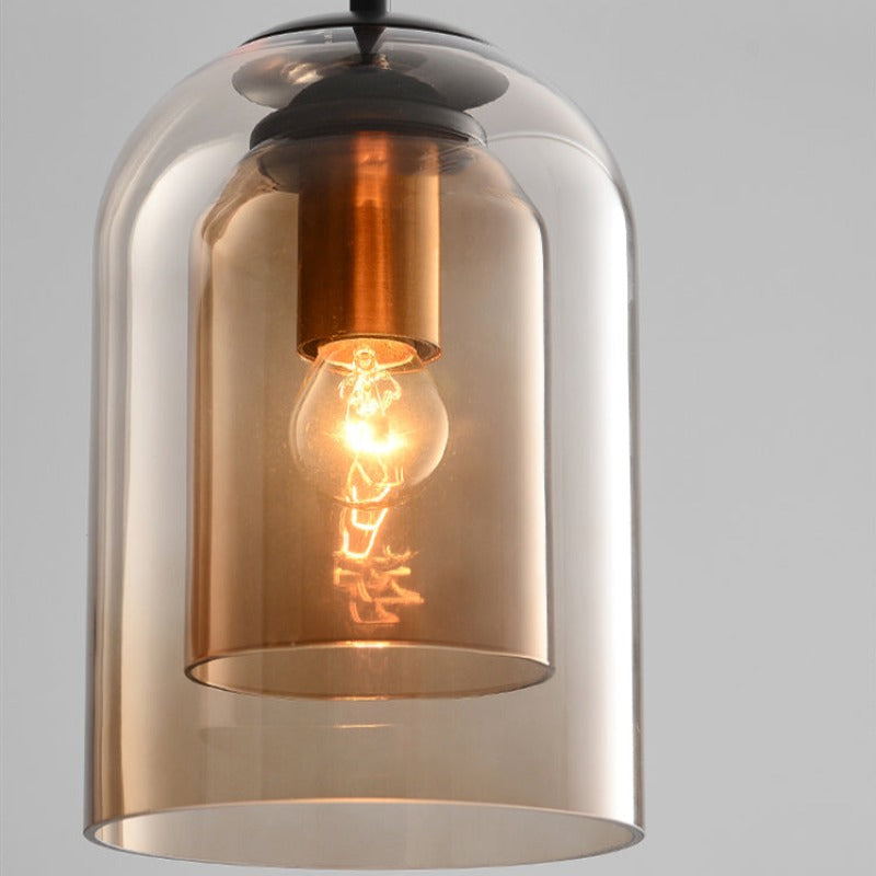 Lampes Suspendues Mi-Siècle En Mica Avec Double Verre-Lampe Veilleuse