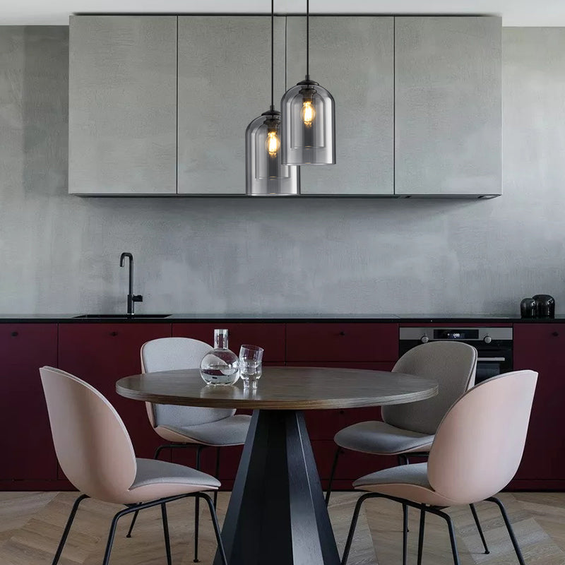 Lampes Suspendues Mi-Siècle En Mica Avec Double Verre-Lampe Veilleuse