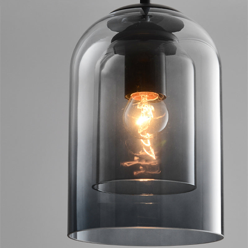 Lampes Suspendues Mi-Siècle En Mica Avec Double Verre-Lampe Veilleuse