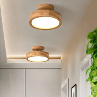 Thumbnail for Fintar - Plafonnier Rond En Bois-Lampe Veilleuse