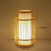 Thumbnail for Lampe De Table Contemporaine En Forme De Lanterne En Bois Et Bambou Tissé À 1 Lumière Pour Chambre À Coucher-Lampe Veilleuse