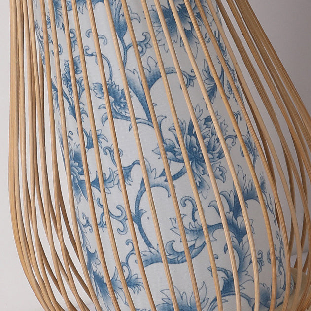 Lampe De Table Contemporaine En Forme De Lanterne En Bois Et Bambou Tissé À 1 Lumière Pour Chambre À Coucher-Lampe Veilleuse