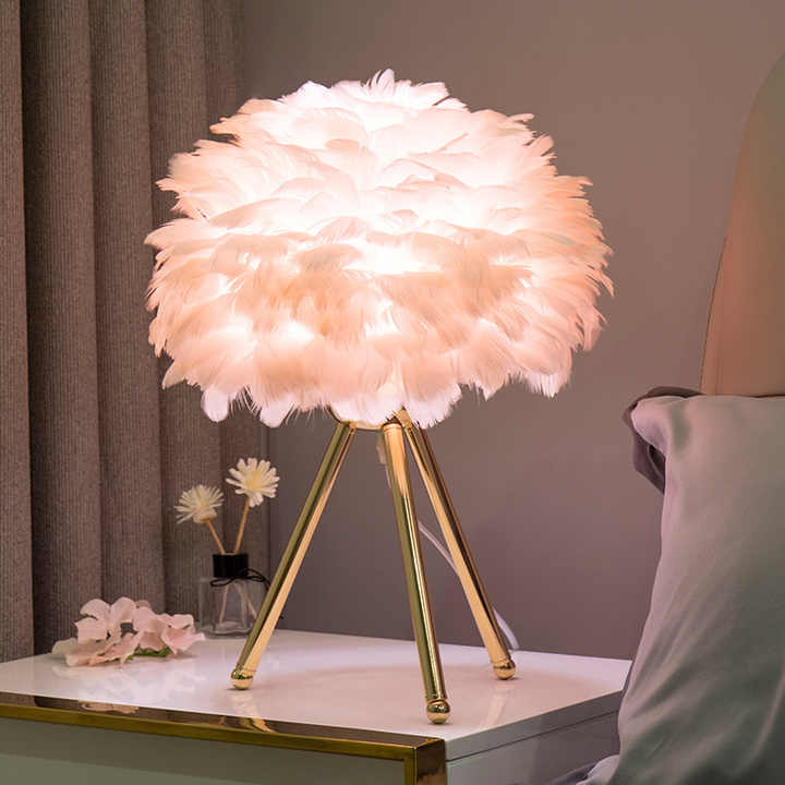 Missfeather™ - Lampe De Table À Intensité Variable Avec Plumes De Luxe-Lampe Veilleuse
