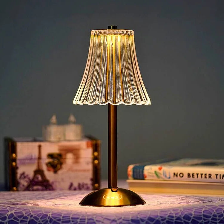 Lampe De Table Sans Fil En Métal Et Cristal-Lampe Veilleuse