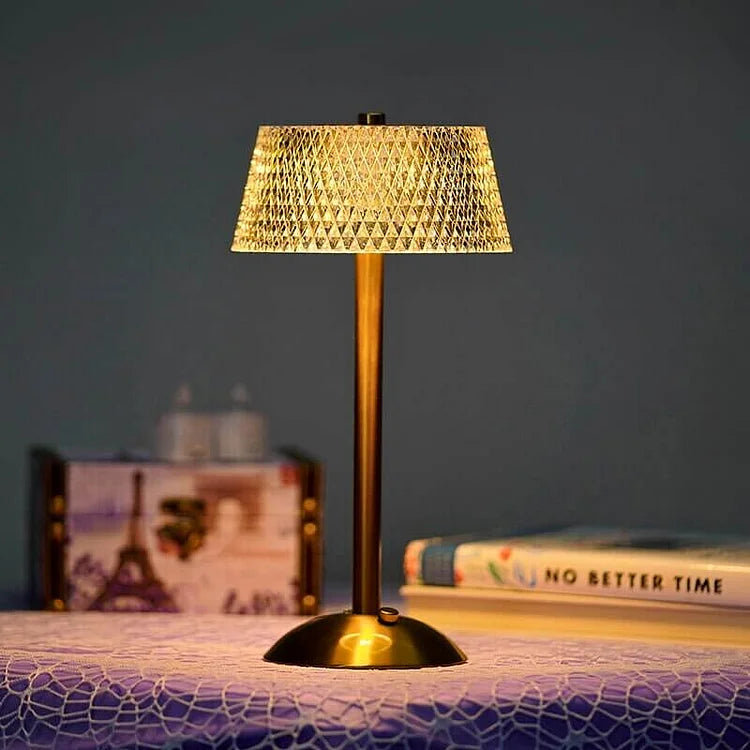 Lampe De Table Sans Fil En Métal Et Cristal-Lampe Veilleuse