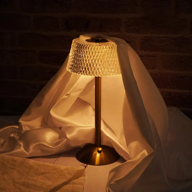 Lampe De Table Sans Fil En Métal Et Cristal-Lampe Veilleuse