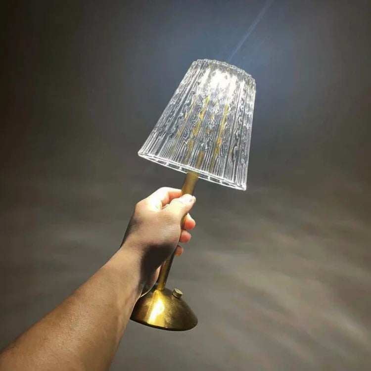 Lampe De Table Sans Fil En Métal Et Cristal-Lampe Veilleuse